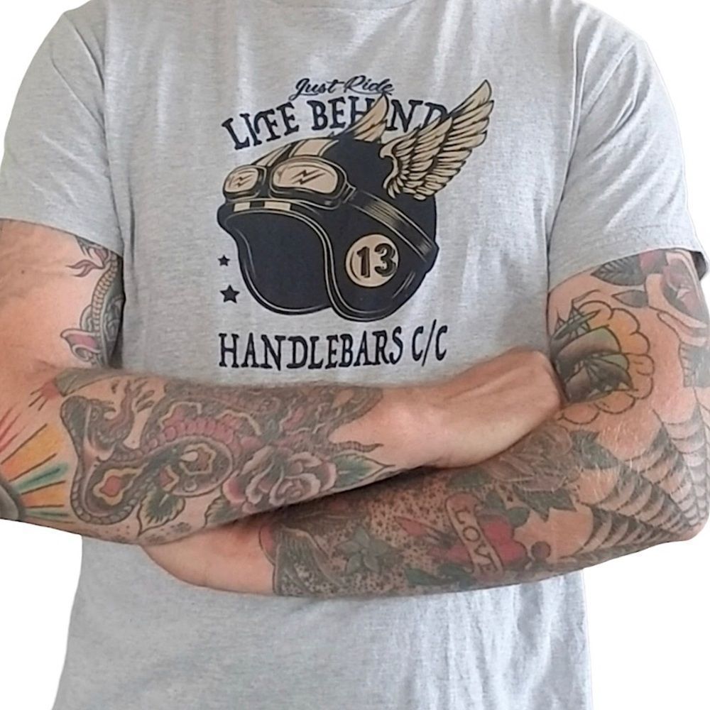 Just Ride Life Behind Handlebars Motorcycle T Shirt sz L